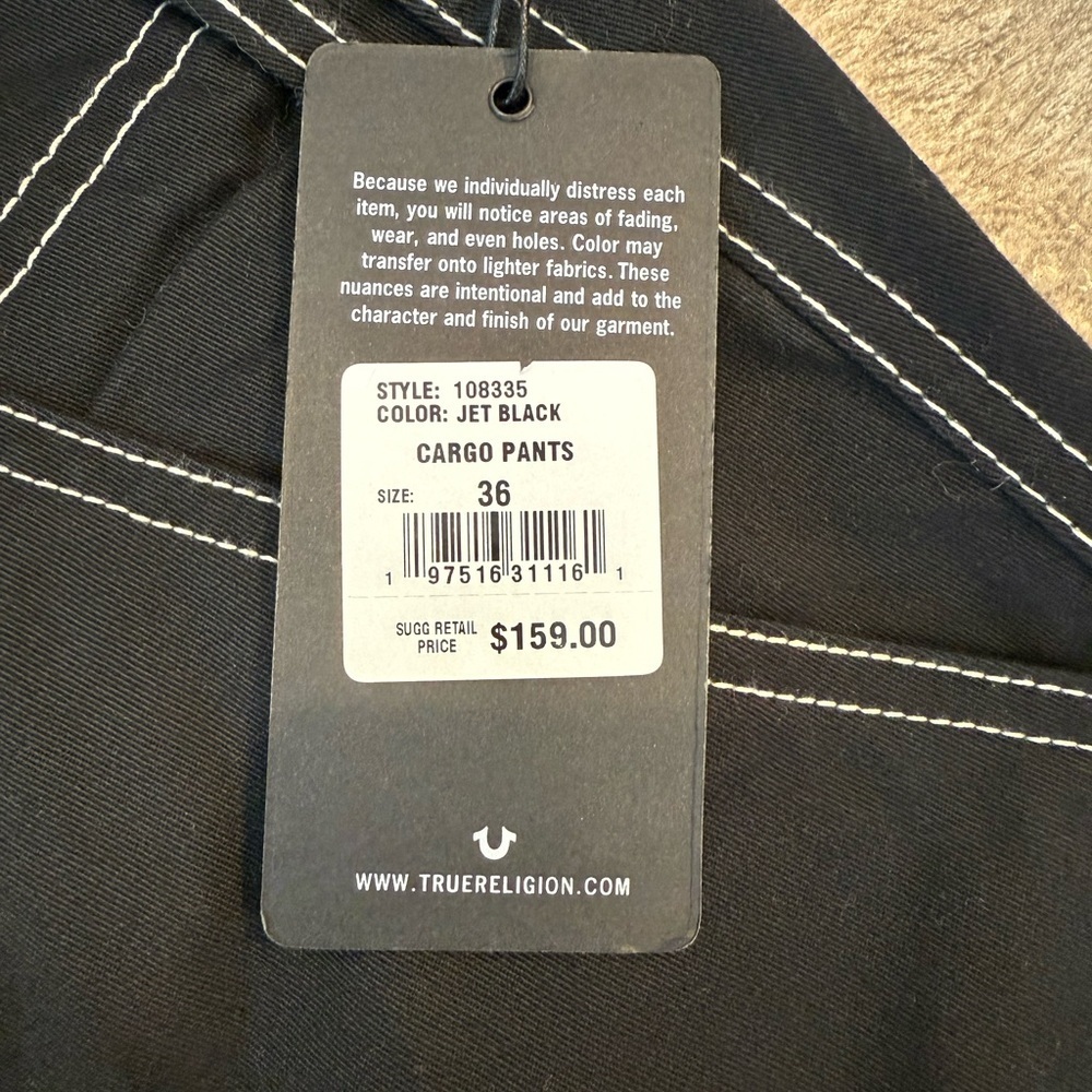 True Religion Black Cargo Pants - Picture 6 of 8